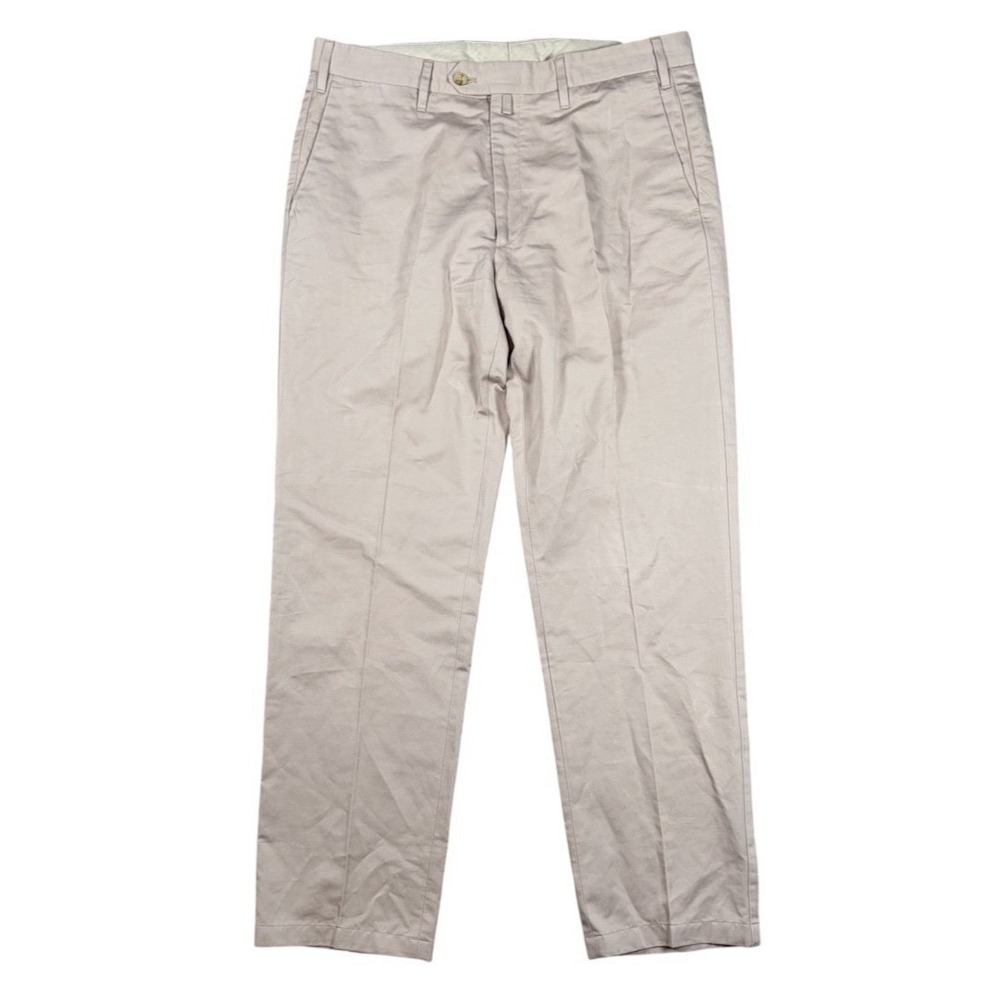 Paul Stuart Mens 35x30 Beige Linen Cotton Cuffed Dress Pants Made in Italy